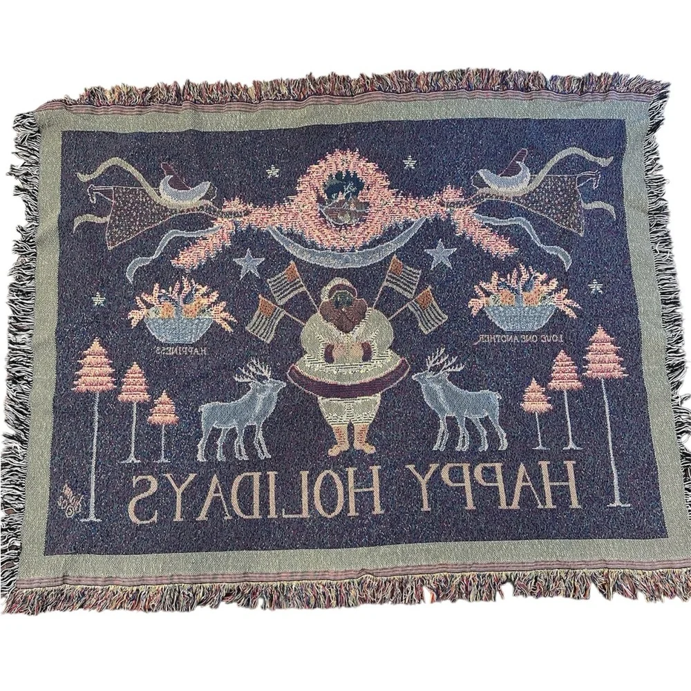 2002 Patriotic Santa Christmas Throw - 36x47’’